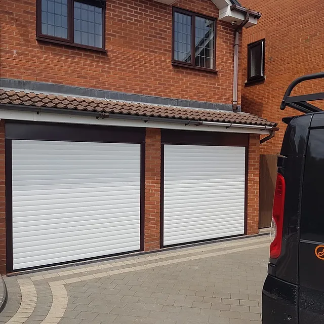 Double garage doors white