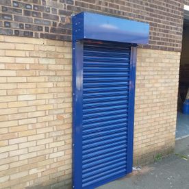 Blue single door roller shutter
