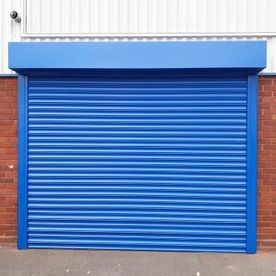 Blue shop roller shutter