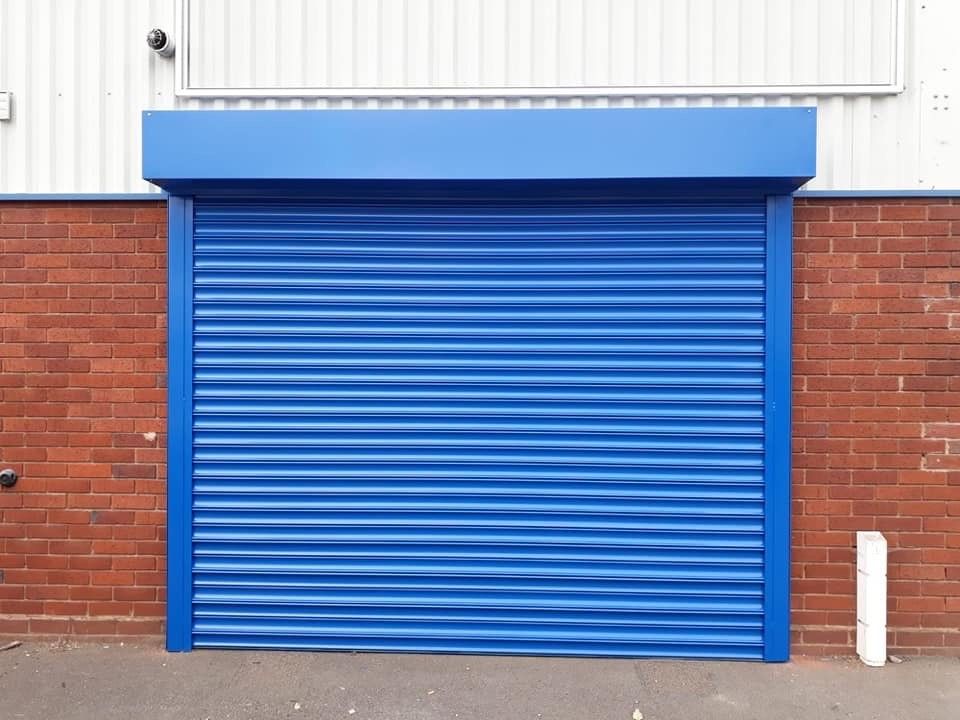 Blue shop roller shutter