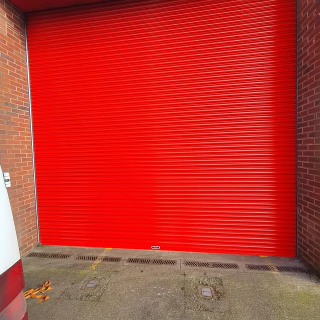 red garage door