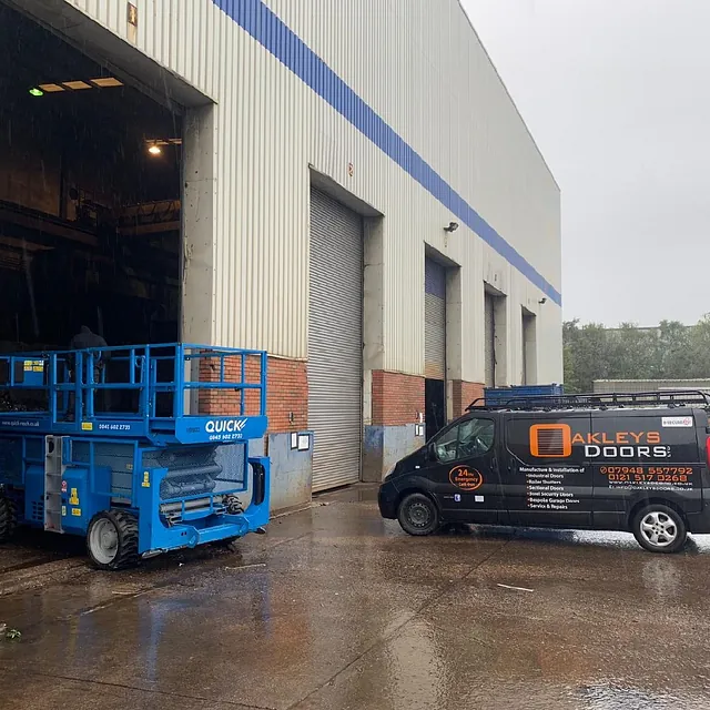 Repair with a scissor lift and van