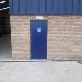 Blue fire steel door
