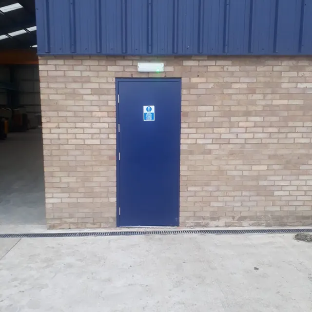 Blue fire steel door