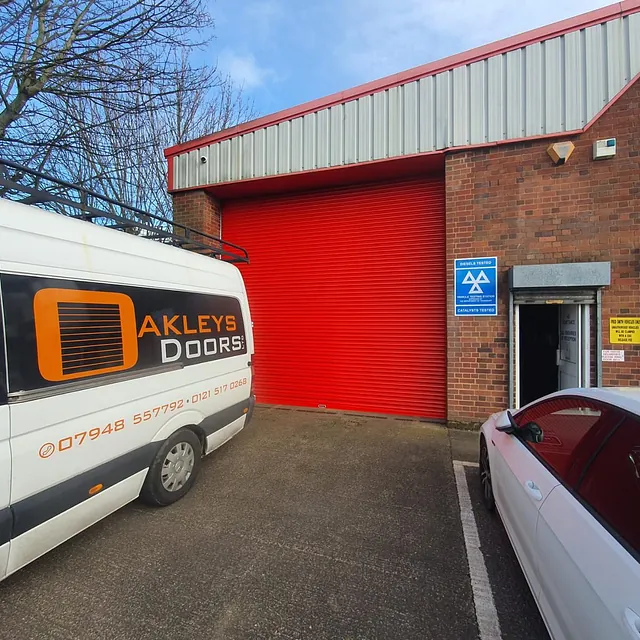 red garage door