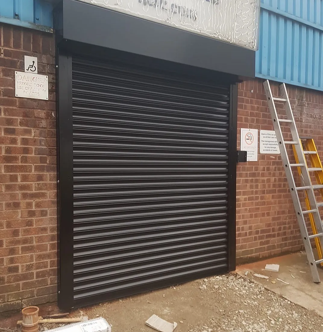 Black industrial roller shutter