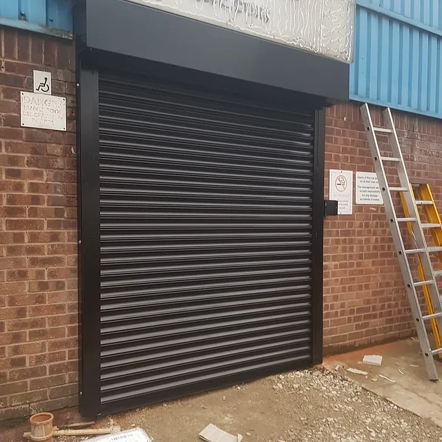 Black industrial roller shutter