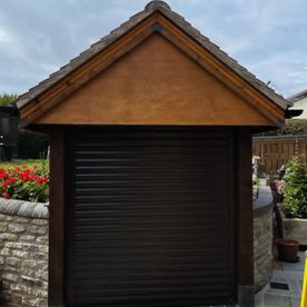 Recent roller shutters over a BBQ at a residential home